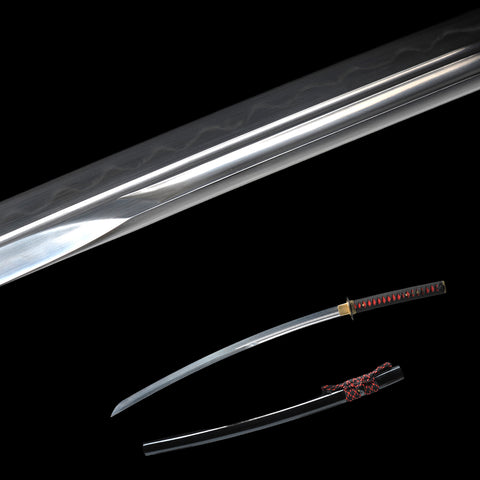 Hand Forged Japanese Samurai Katana Sword 1095 Steel Clay Tempered Double Hamon Kanmuri-Otoshi Zukuri-COOLKATANA