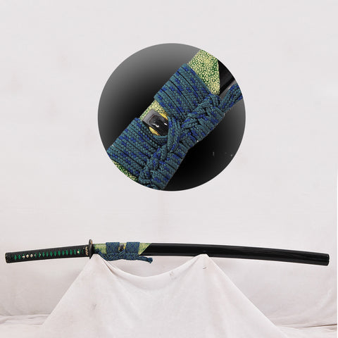 Hand Forged Japanese Samurai Katana Sword 1095 Steel O-Kissaki Clay Tempered Rayskin Saya Bamboo Tsuba-COOLKATANA