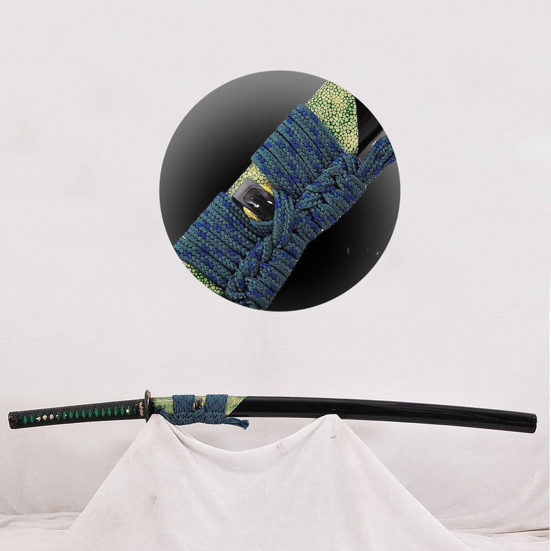 Hand Forged Japanese Samurai Katana Sword 1095 Steel O-Kissaki Clay Tempered Rayskin Saya Bamboo Tsuba - COOLKATANA 