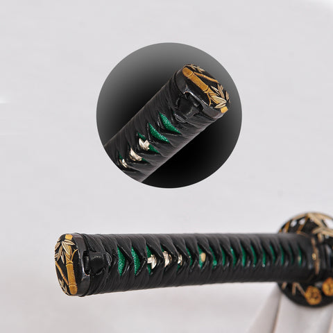 Hand Forged Japanese Samurai Katana Sword 1095 Steel O-Kissaki Clay Tempered Rayskin Saya Bamboo Tsuba-COOLKATANA-SL-1351-U