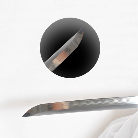 Hand Forged Japanese Samurai Katana Sword 1095 Steel+Folded Steel Clay Tempered Bone Tsuka Handle Dragon Saya-COOLKATANA-SL-1227-U