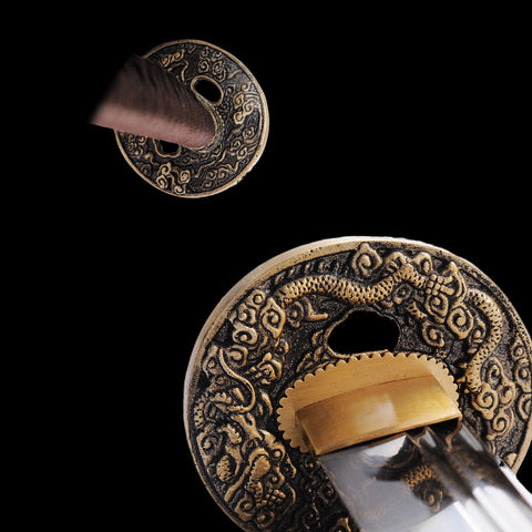Hand Forged Japanese Samurai Katana Sword 9260 Spring Steel Brass Tsuba Unokubi-Zukuri Blade-COOLKATANA-SL-1050-U