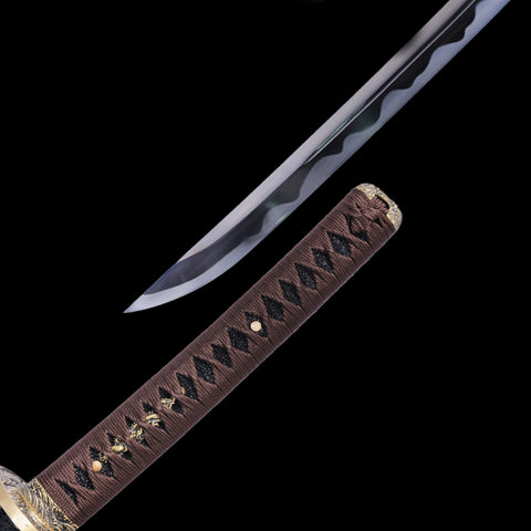Hand Forged Japanese Samurai Katana Sword 9260 Spring Steel Brass Tsuba Unokubi-Zukuri Blade-COOLKATANA-SL-1050-U