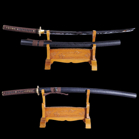 Hand Forged Japanese Samurai Katana Sword 9260 Spring Steel Brass Tsuba Unokubi-Zukuri Blade-COOLKATANA