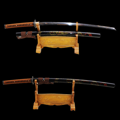 Hand Forged Japanese Samurai Katana Sword Clay Tempered 1095 Carbon Steel Kamasu Kissaki Hand-Drawn Saya-COOLKATANA-SL-870-U