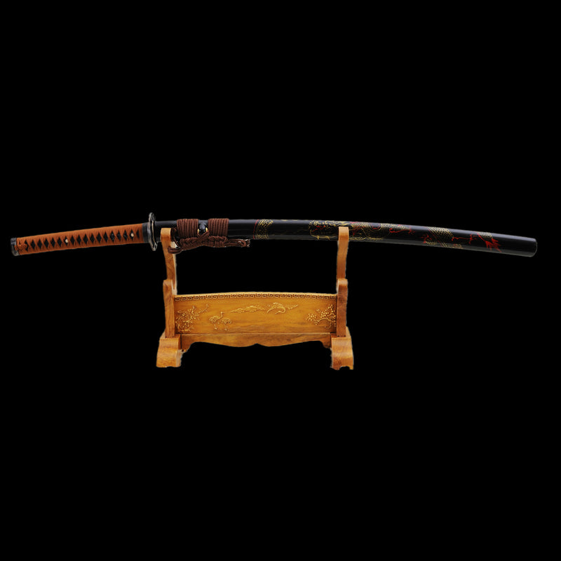 Hand Forged Japanese Samurai Katana Sword Clay Tempered 1095 Carbon Steel Kamasu Kissaki Hand-Drawn Saya - COOLKATANA 