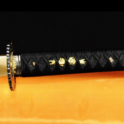 Hand Forged Japanese Samurai Katana Sword Damascus Folded Steel Blade Alloy Tsuba Genuine Rayskin-COOLKATANA