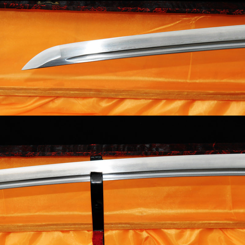 Hand Forged Japanese Samurai Sword Damascus Folded Steel Blade Alloy Tsuba Genuine Rayskin- COOLKATANA 
