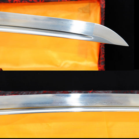 Hand Forged Japanese Samurai Katana Sword Damascus Folded Steel Blade Copper Tsuba-COOLKATANA