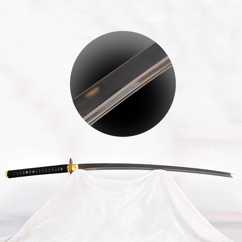 Hand Forged Japanese Samurai Katana Sword Damascus Folded Steel Copper Snake Tsuba-COOLKATANA