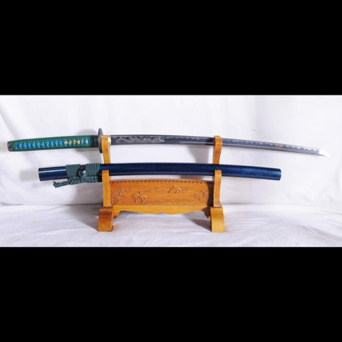 Hand Forged Japanese Samurai Katana Sword Dragon Carving Combined Material Sanmai Full Tang-COOLKATANA