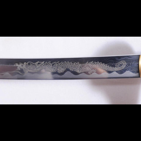 Hand Forged Japanese Samurai Katana Sword Dragon Carving Combined Material Sanmai Full Tang-COOLKATANA-SL-1085-U