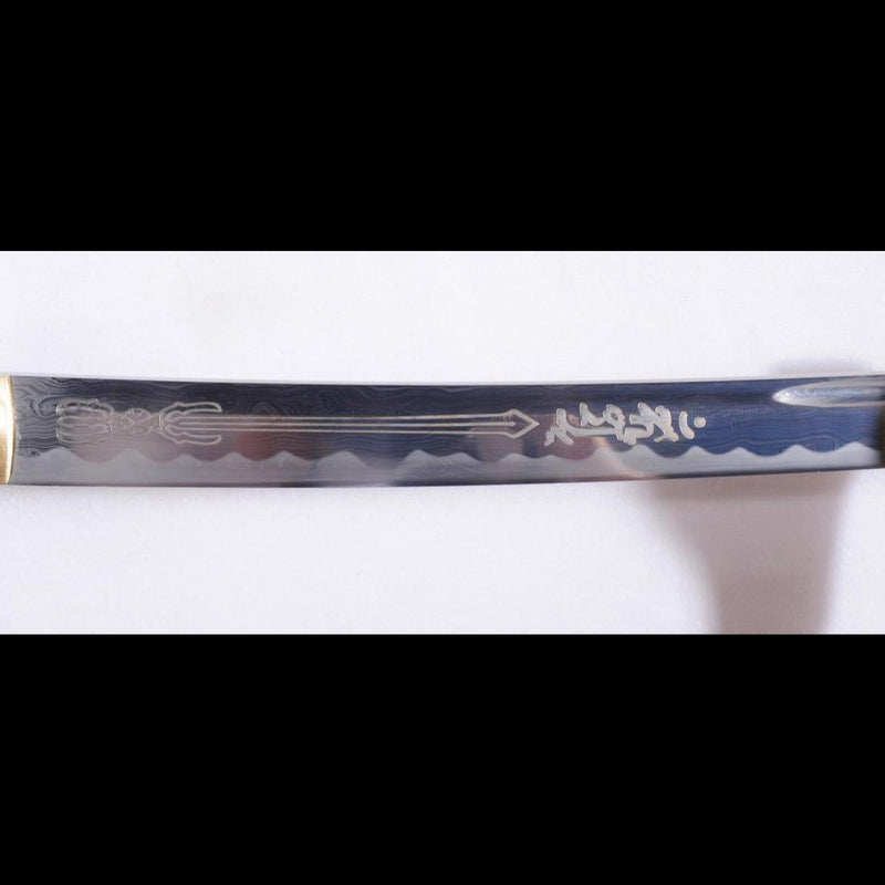 Hand Forged Japanese Samurai Katana Sword Dragon Carving Combined Material Sanmai Full Tang - COOLKATANA 
