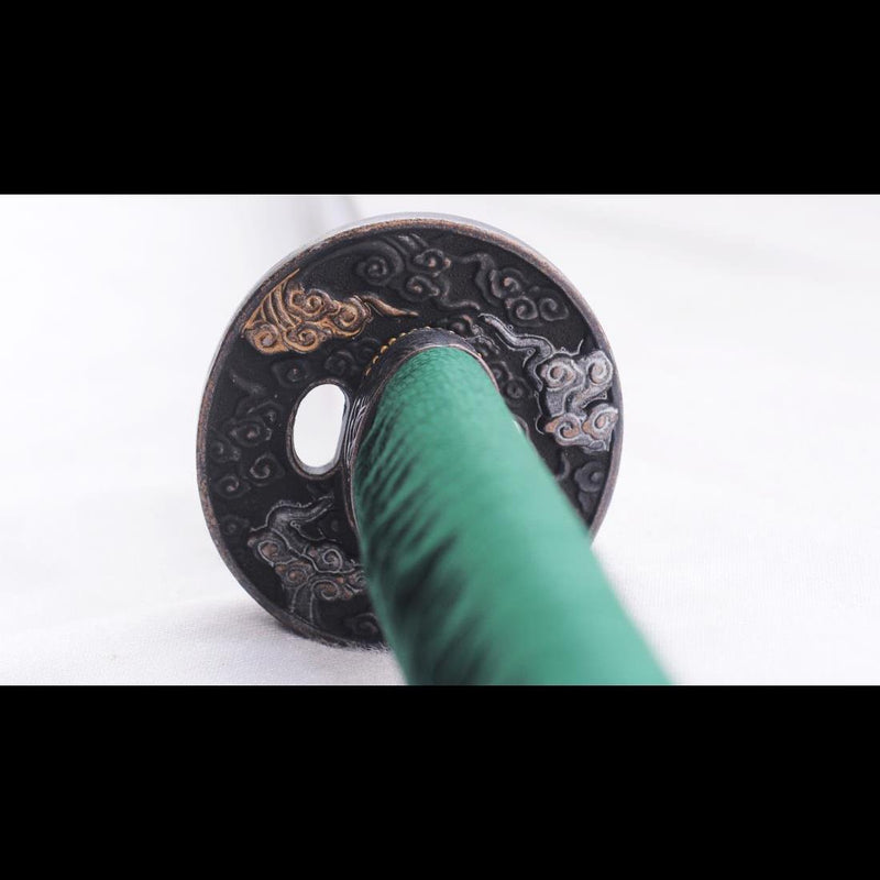 Hand Forged Japanese Samurai Katana Sword Dragon Carving Combined Material Sanmai Full Tang - COOLKATANA 
