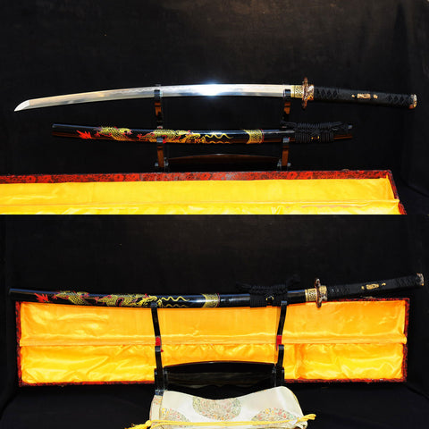 Hand Forged Japanese Samurai Katana Sword Dragon Sword Honsanmai Clay Tempered Hand-Drawn Saya-COOLKATANA