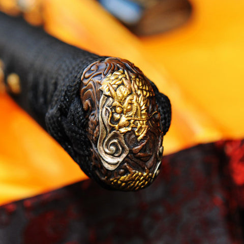 Hand Forged Japanese Samurai Katana Sword Dragon Sword Honsanmai Clay Tempered Hand-Drawn Saya-COOLKATANA-SL-714-U