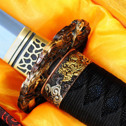 Hand Forged Japanese Samurai Katana Sword Dragon Sword Honsanmai Clay Tempered Hand-Drawn Saya-COOLKATANA-SL-714-U