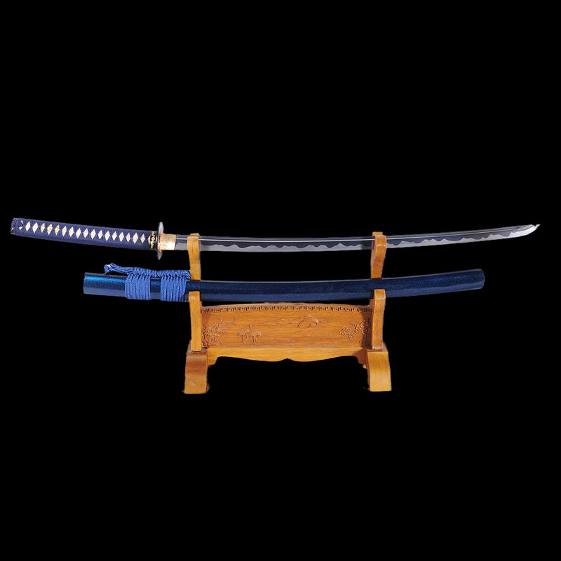 Hand Forged Japanese Samurai Katana Sword Folded Steel Abrasived Hamon Full Tang - COOLKATANA 