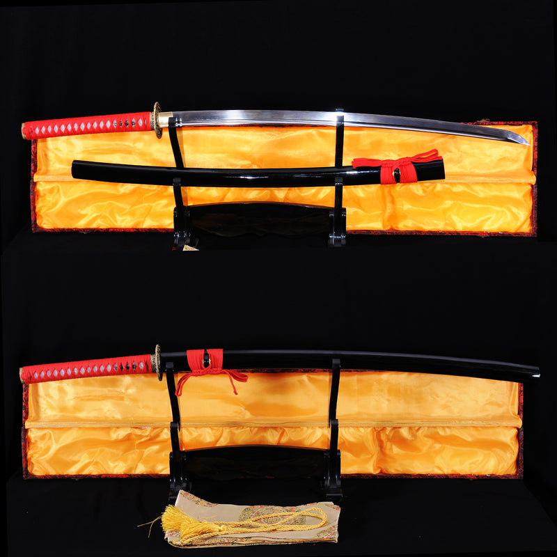 Hand Forged Japanese Samurai Katana Sword Folded Steel Brass Tsuba Full Tang - COOLKATANA 