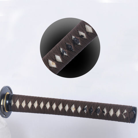 Hand Forged Japanese Samurai Katana Sword Folded Steel Clay Tempered Feathery Hada Full Tang-COOLKATANA-SL-1253-U
