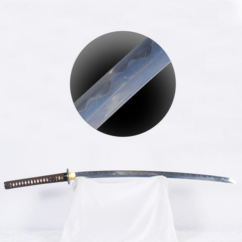 Hand Forged Japanese Samurai Katana Sword Folded Steel Clay Tempered Feathery Hada Full Tang-COOLKATANA-SL-1253-U