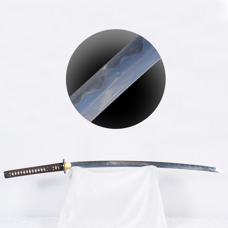 Hand Forged Japanese Samurai Katana Sword Folded Steel Clay Tempered Feathery Hada Full Tang - COOLKATANA 