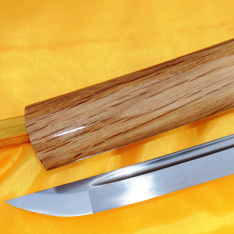 Hand Forged Japanese Samurai Katana Sword Folded Steel Eagle Tsuba FullTang White Wood Saya - COOLKATANA 