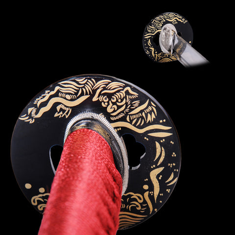 Hand Forged Japanese Samurai Katana Sword Folded Steel Iron Tsuba Fake Hamon-COOLKATANA-SL-1052-U