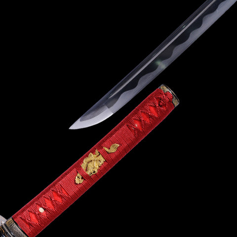 Hand Forged Japanese Samurai Katana Sword Folded Steel Iron Tsuba Fake Hamon-COOLKATANA-SL-1052-U
