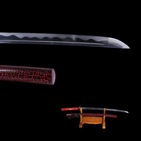 Hand Forged Japanese Samurai Katana Sword Folded Steel Iron Tsuba Fake Hamon-COOLKATANA-SL-1052-U