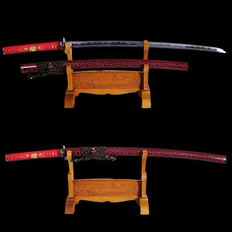 Hand Forged Japanese Samurai Katana Sword Folded Steel Iron Tsuba Fake Hamon-COOLKATANA-SL-1052-U