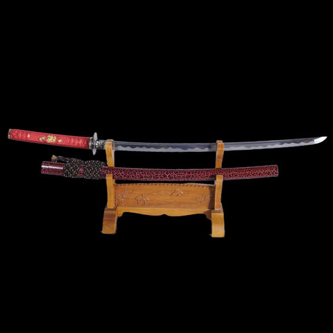 Hand Forged Japanese Samurai Katana Sword Folded Steel Iron Tsuba Fake Hamon-COOLKATANA-SL-1052-U