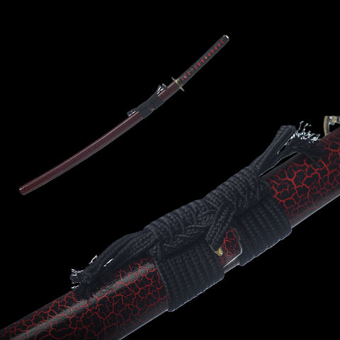 Hand Forged Japanese Samurai Katana Sword Folded Steel Maroon Blade Full Tang-COOLKATANA
