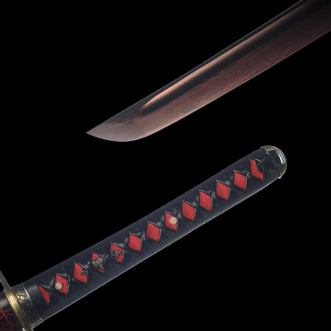 Hand Forged Japanese Samurai Katana Sword Folded Steel Maroon Blade Full Tang-COOLKATANA-SL-1303-U