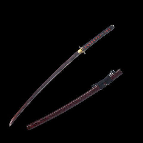 Hand Forged Japanese Samurai Katana Sword Folded Steel Maroon Blade Full Tang-COOLKATANA
