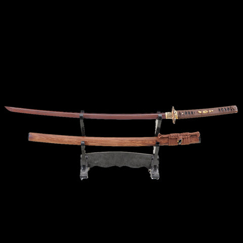 Hand Forged Japanese Samurai Katana Sword Folded Steel Reddish Black Blade Dragon Tsuba-COOLKATANA-SL-890-U