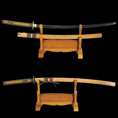 Hand Forged Japanese Samurai Katana Sword Gyaku-Kobuse 1095 Carbon Steel+Folded Steel Clay Tempered-COOLKATANA-SL-1168-U