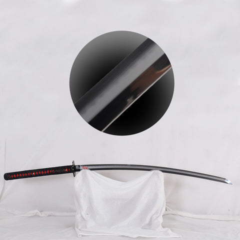 Hand Forged Japanese Samurai Katana Sword Hinoken Fire Theme Clay Tempered T10 Steel Hazuya Polished-COOLKATANA