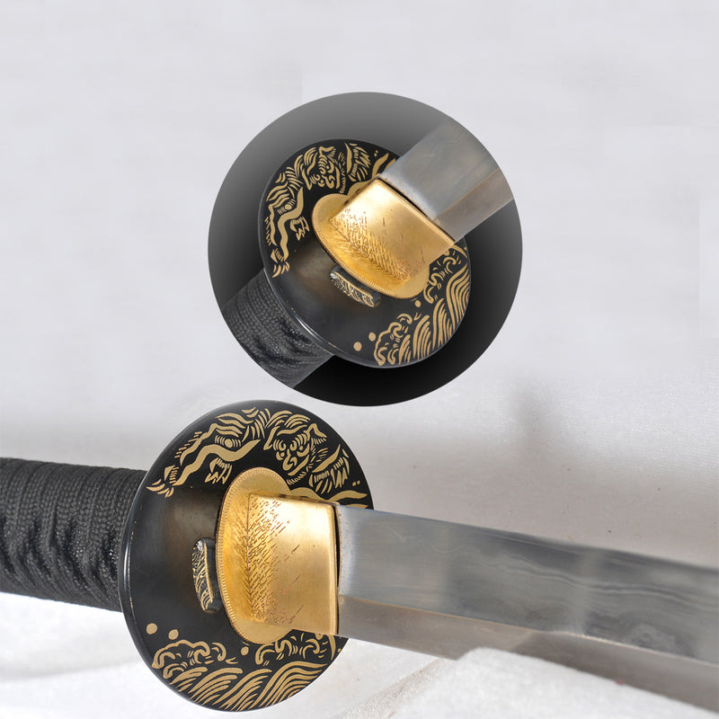 Hand Forged Japanese Samurai Katana Sword Honsanmai 1095 Steel+Folded Steel Full Tang - COOLKATANA 