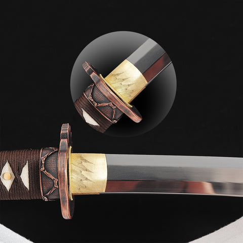 Hand Forged Japanese Samurai Katana Sword Honsanmai Clay Tempered Hazuya Polish Skull Fitting-COOLKATANA