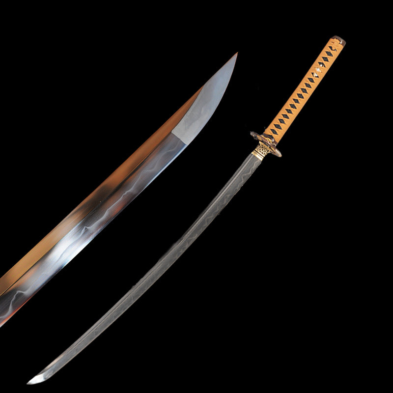 Hand Forged Japanese Samurai Katana Sword Honsanmai Clay Tempered Shobu Zukuri Without Yokoto Rayskin Saya - COOLKATANA 