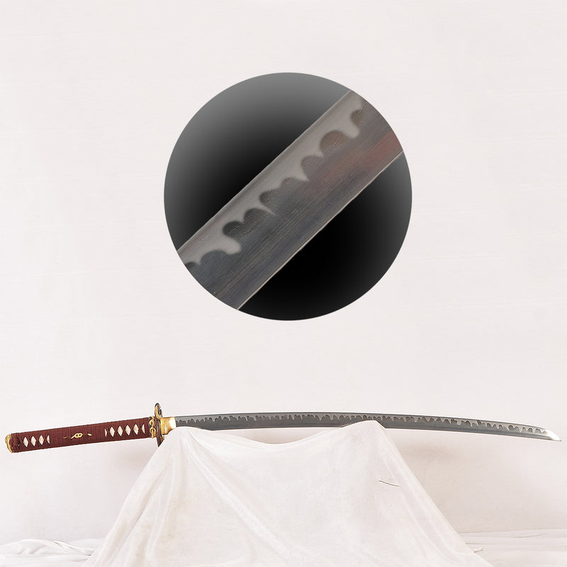 Hand Forged Japanese Samurai Katana Sword Honsanmai Shobu-Zukuri Without Yokote Snake Tsuba - COOLKATANA 