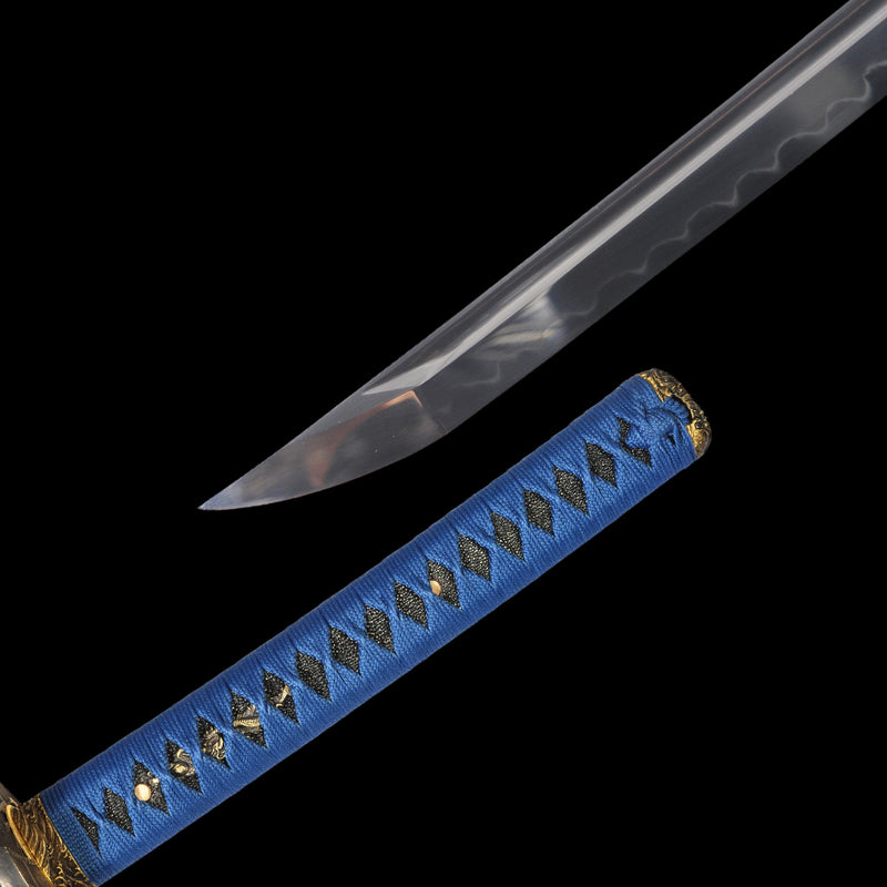 Hand Forged Japanese Samurai Katana Sword O-Kissaki 1095 High Carbon Steel Clay Tempered Bruce Lee Tsuba - COOLKATANA 