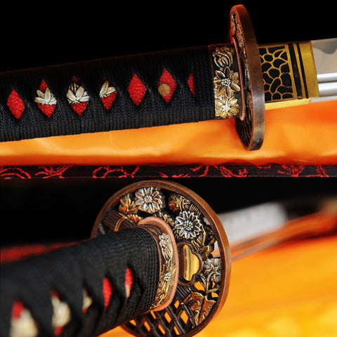 Hand Forged Japanese Samurai Katana Sword O-Kissaki 1095 High Carbon Steel Full Tang Copper Tsuba-COOLKATANA-SL-315-U