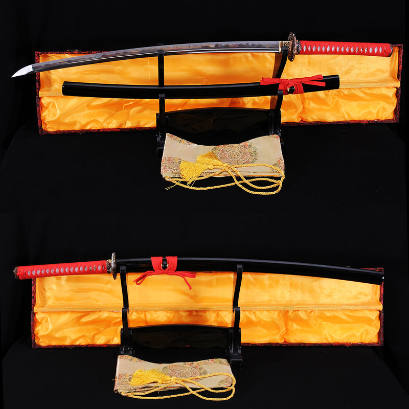 Hand Forged Japanese Samurai Katana Sword O-Kissaki 1095 Steel Phenix Tusba Unokubi-Zukuri Blade - COOLKATANA 