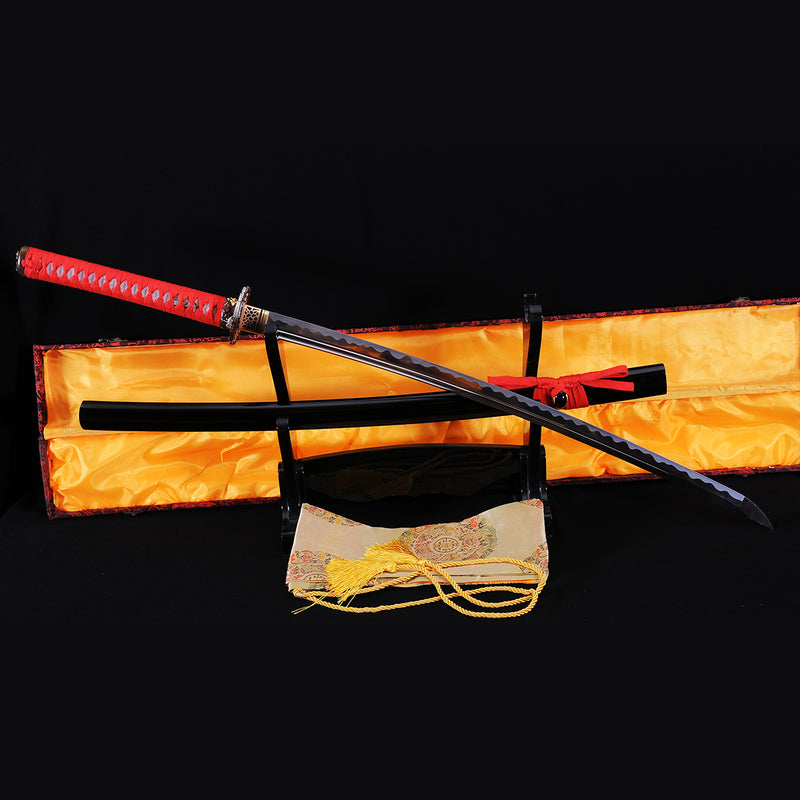Hand Forged Japanese Samurai Katana Sword O-Kissaki 1095 Steel Phenix Tusba Unokubi-Zukuri Blade - COOLKATANA 