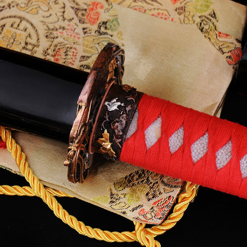 Hand Forged Japanese Samurai Katana Sword O-Kissaki 1095 Steel Phenix Tusba Unokubi-Zukuri Blade-COOLKATANA