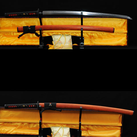 Hand Forged Japanese Samurai Katana Sword Sanmai 1095 Carbon Steel+Folded Steel Clay Tempered-COOLKATANA-SL-309-U