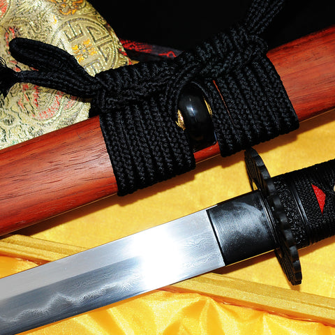 Hand Forged Japanese Samurai Katana Sword Sanmai 1095 Carbon Steel+Folded Steel Clay Tempered-COOLKATANA