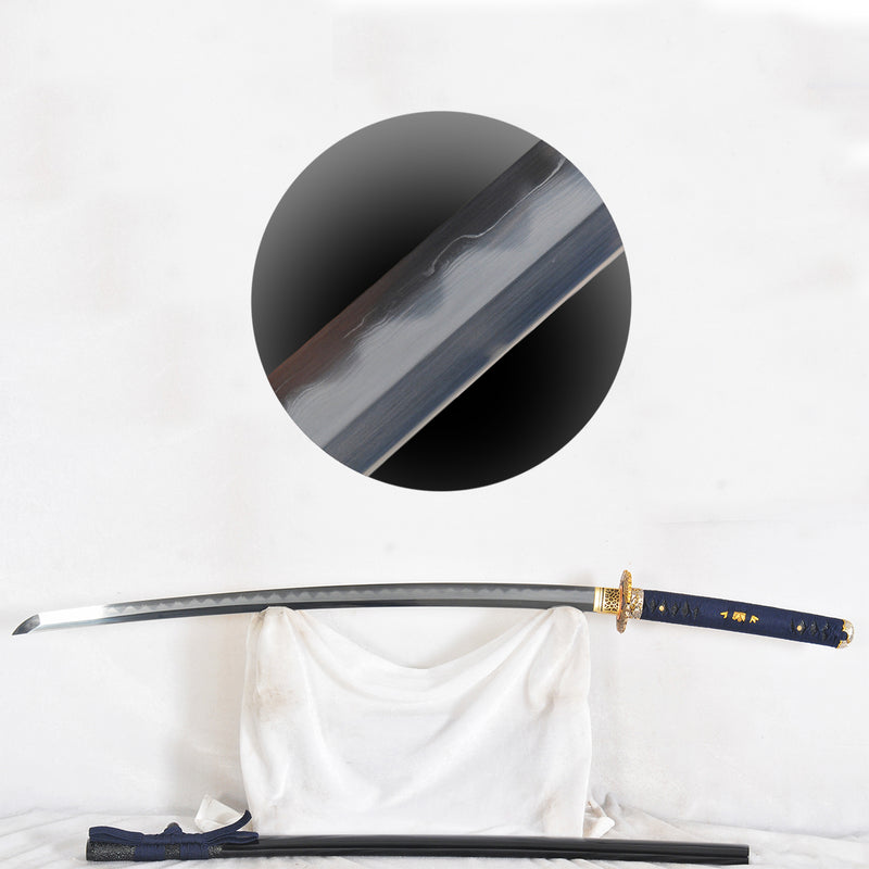 Hand Forged Japanese Samurai Katana Sword Shihozum Structure 1095 Steel+Folded Steel+Iron Battle Ready - COOLKATANA 